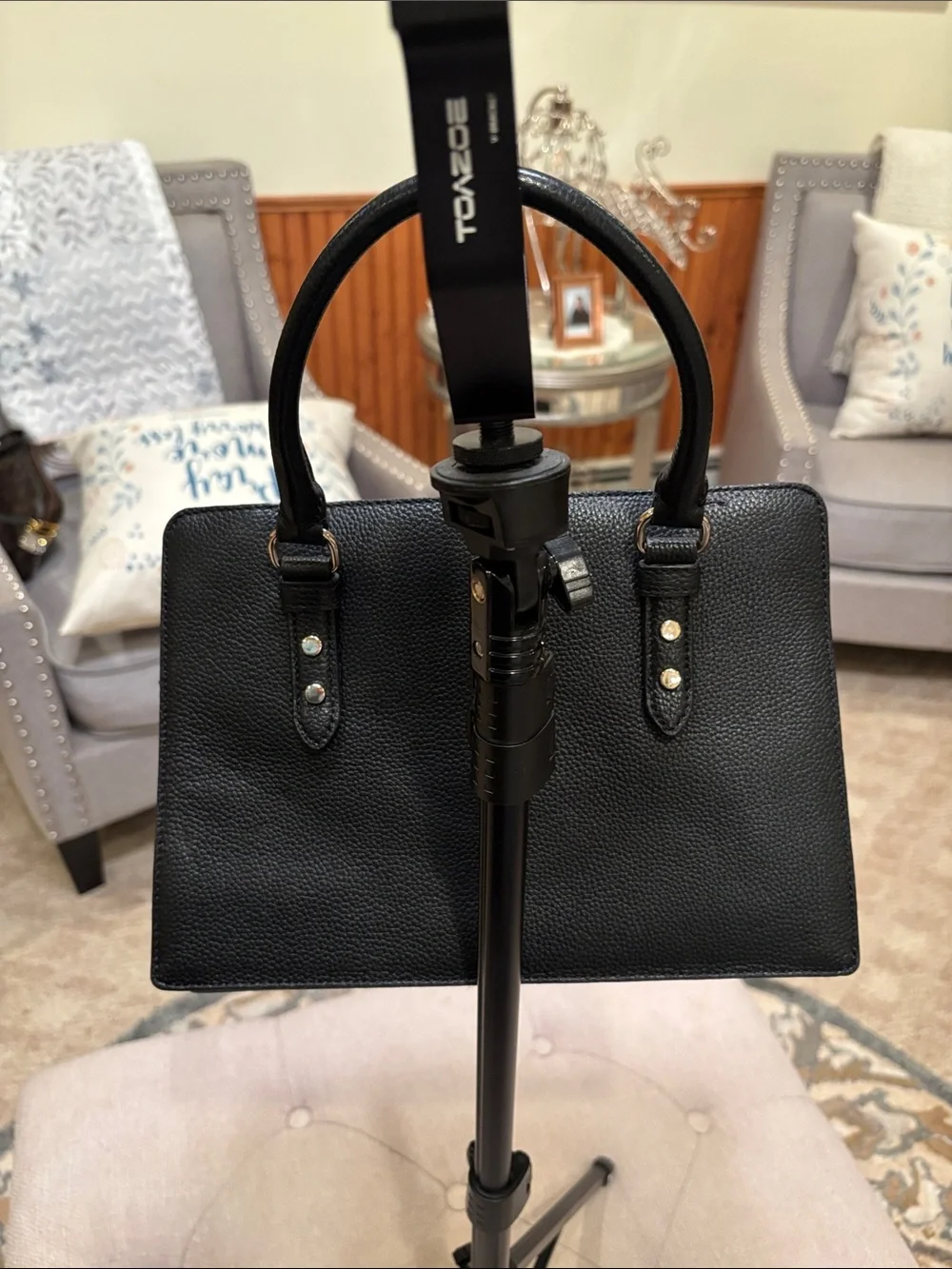 kate spade Black Pebbled Leather Satchel with Gold Hardware